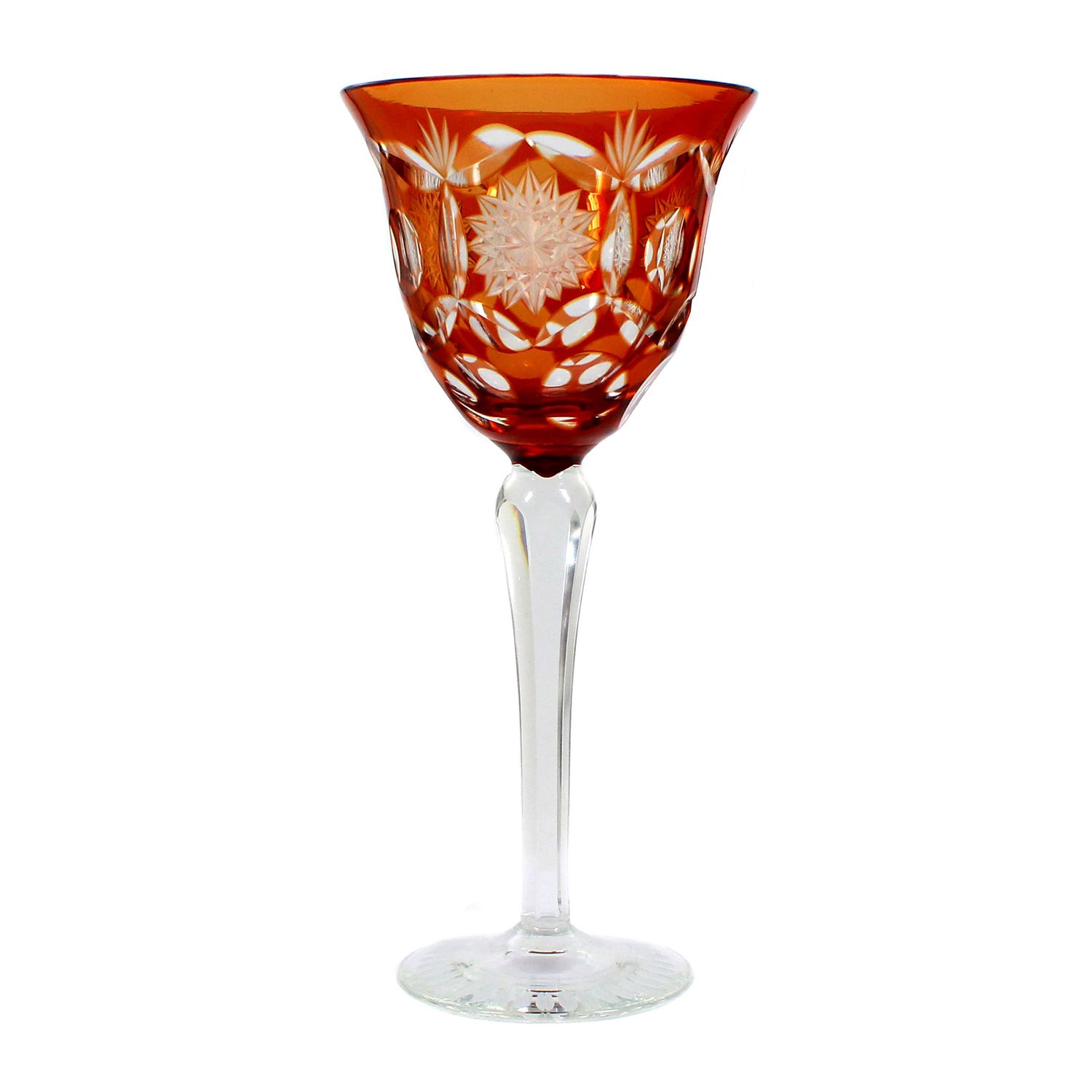 Stem glass with topaz-coloured overlay, Saxony or Thuringia around 1940