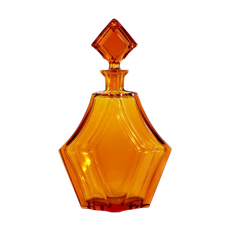 Art Deco carafe made of amber-colored glass, Josephinenhütte or Moser, A.Pfohl