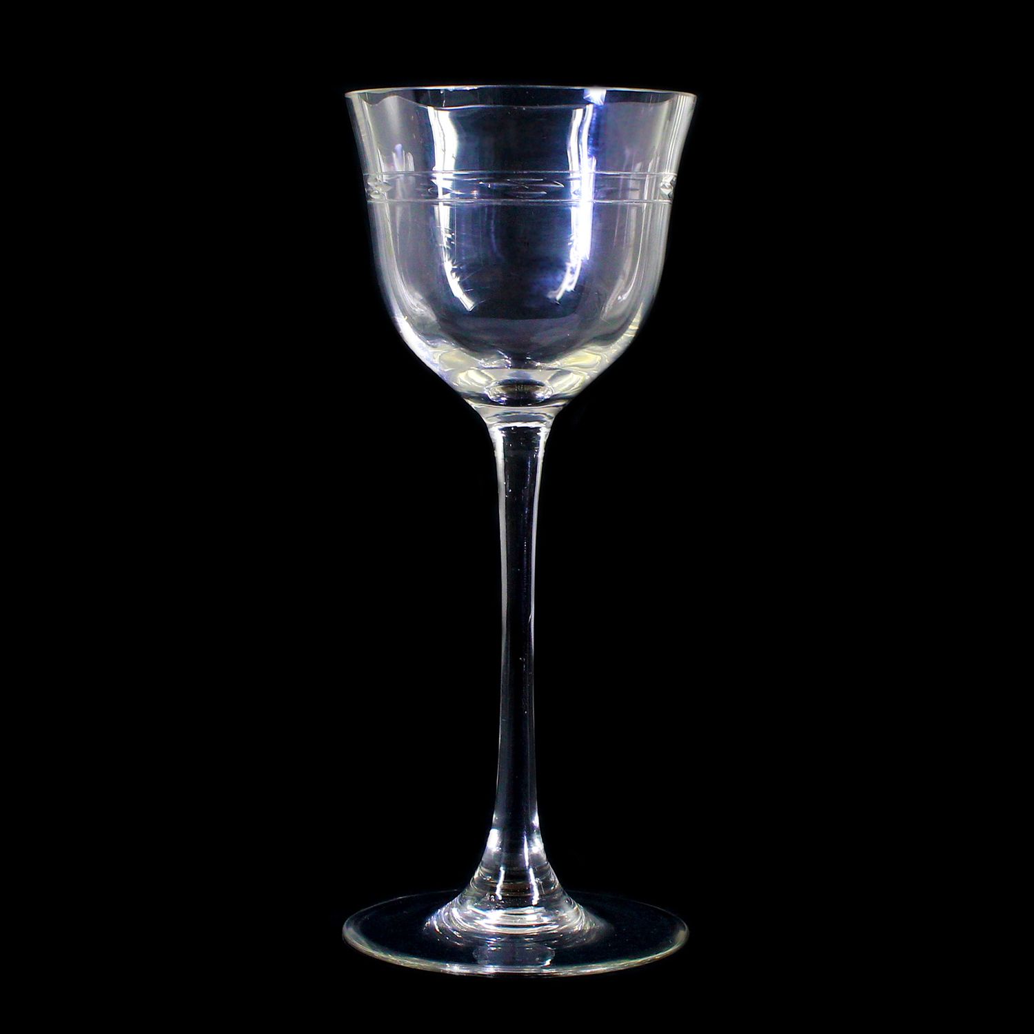 Stem glass made of colorless glass with cut decorative band, Bavarian Forest
