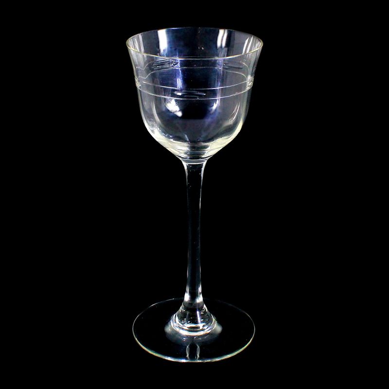 Stem glass made of colorless glass with cut decorative band, Bavarian Forest