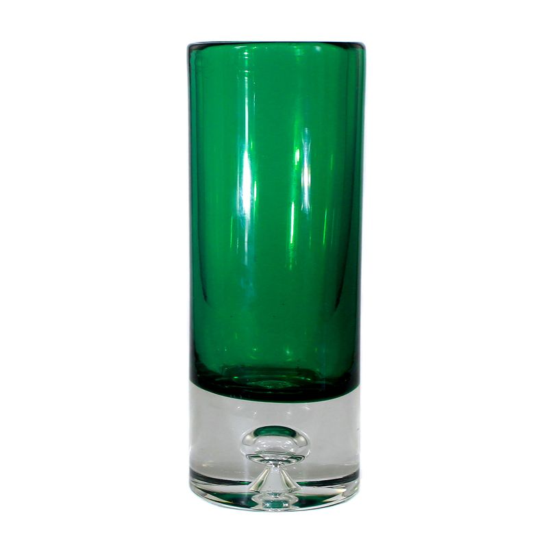 Rod vase made of colorless glass with dark green interior, Wirkkala hut variant