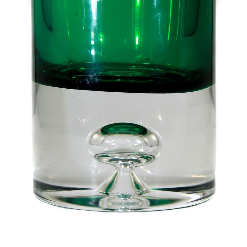 Rod vase made of colorless glass with dark green interior, Wirkkala hut variant