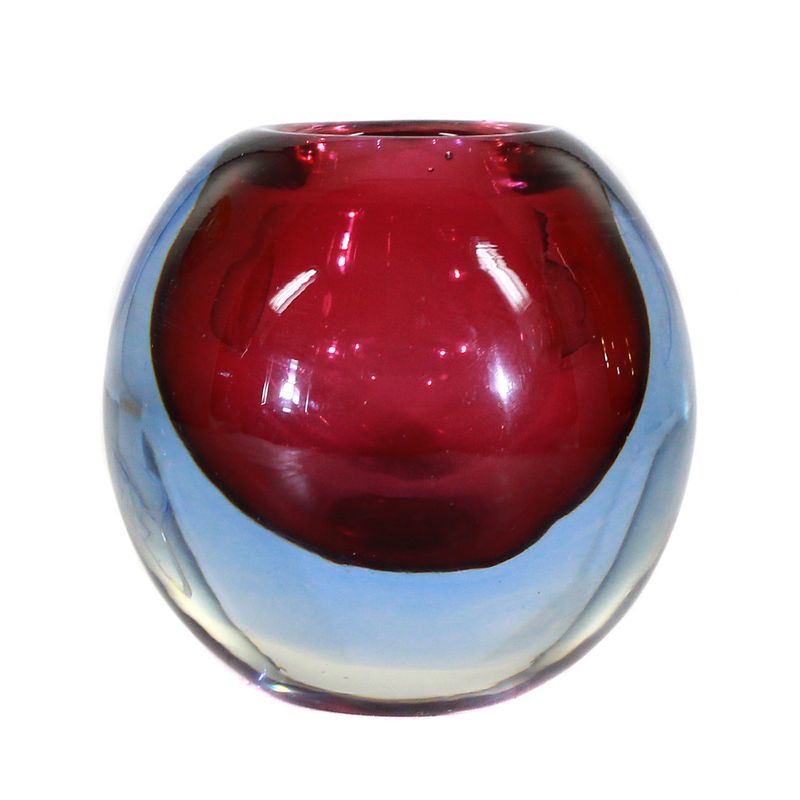 Small spherical vase with rosalin interior, Seguso, designed by Flavio Poli, around 1950