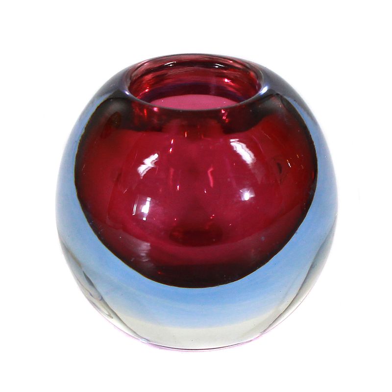 Small spherical vase with rosalin interior, Seguso, designed by Flavio Poli, around 1950