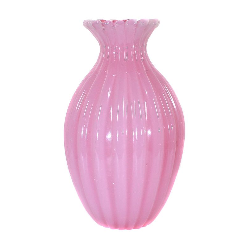 Vase made of pink opal glass with 18-fold rib pattern, Seguso around 1945-55