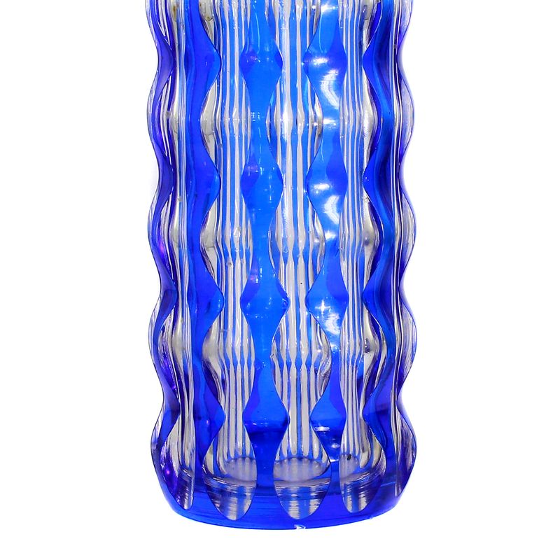 Rare tall vase with blue overlay and cut, Carl Meltzer around 1915