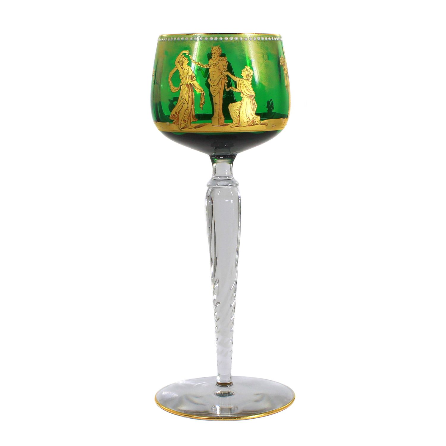 Stem glass with mythological depictions, Hermann Pautsch, Steinschönau