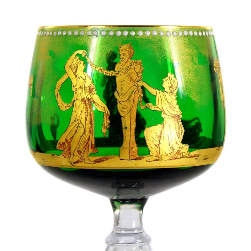 Stem glass with mythological depictions, Hermann Pautsch, Steinschönau