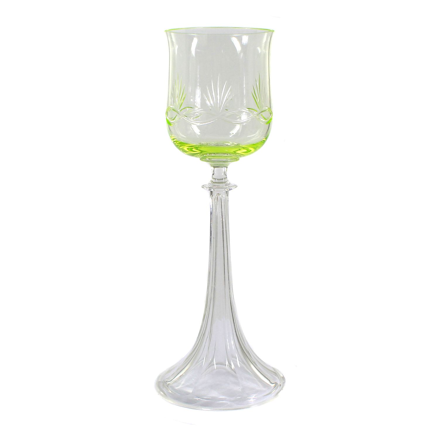 Wine glass with uranium-containing cup and wavy edge, Fritz Heckert, designed by Sütterlin