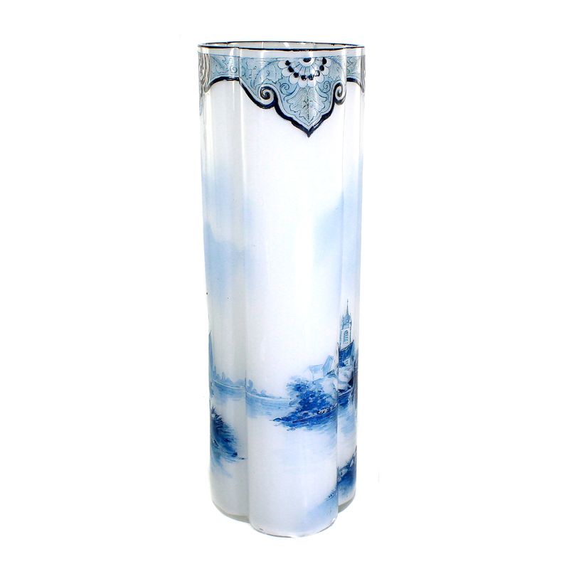 Vase with sailing ships and windmills. Legras &amp; Cie, Nevers series around 1910, defective