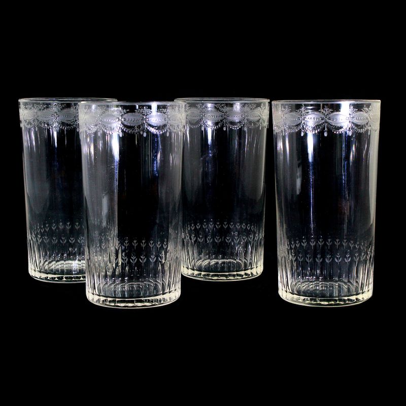 4 cups made of colorless glass with pinhead flowers, Lobmeyer, Isabella series
