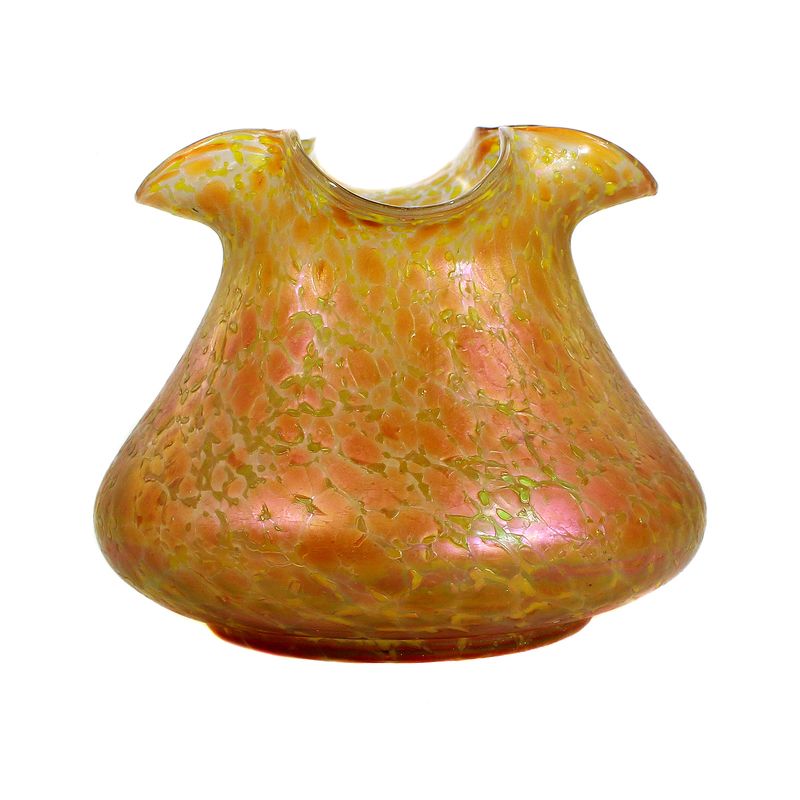 Art Nouveau vase with coloured fused glass, Josephinenhütte, Fritz Heckert