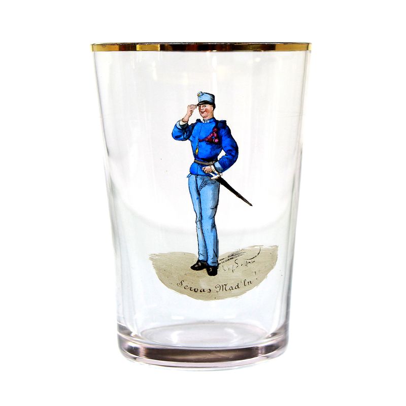 Cup with caricature by Hans Schleichmann, Bakalowits, Vienna around 1900