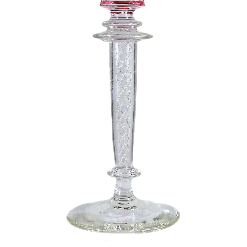 Stem glass with air filigree threads, bowl with gold ruby ​​overlay, around 1890