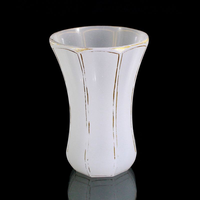 Multi-faceted cup made of white alabaster glass with gold lines, Josephinenhütte