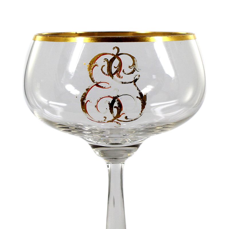 Stem glass with ligature monogram in polished gold, Theresienthal, form 1496