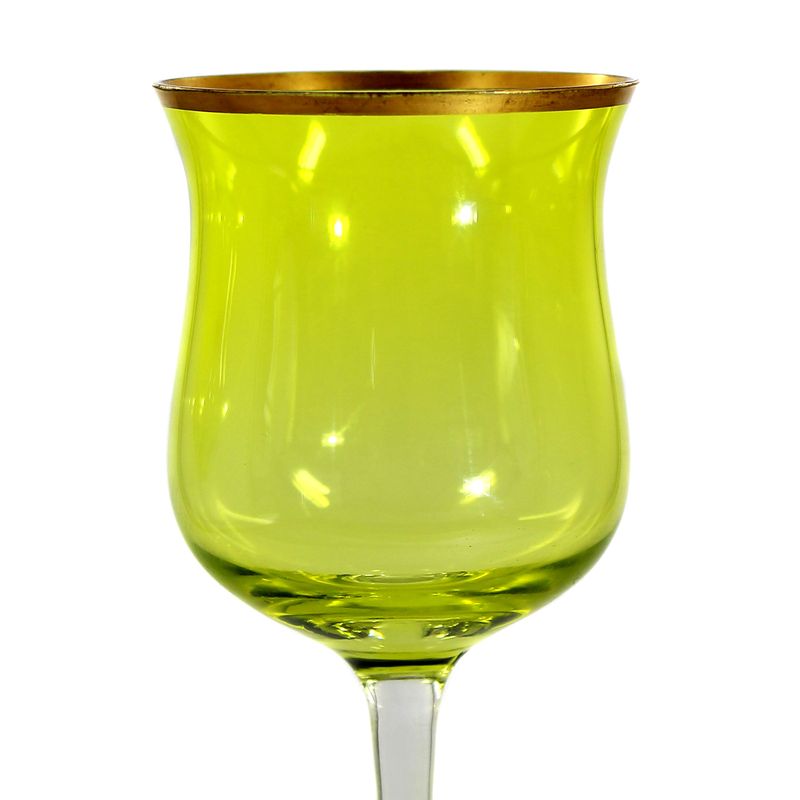 Stem glass with pistachio-coloured bowl, Theresienthal, form 1430 around 1900