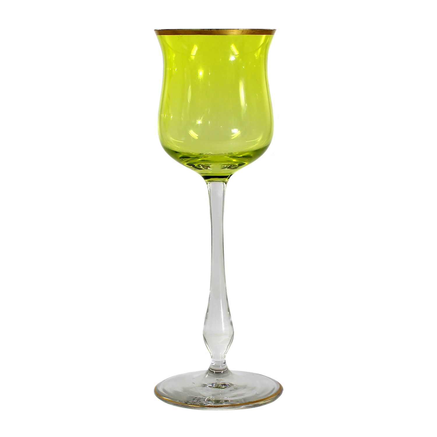 Stem glass with pistachio-coloured bowl, Theresienthal, form 1430 around 1900