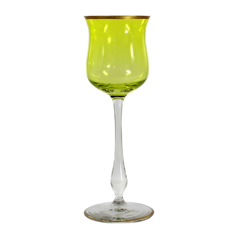 Stem glass with pistachio-coloured bowl, Theresienthal, form 1430 around 1900