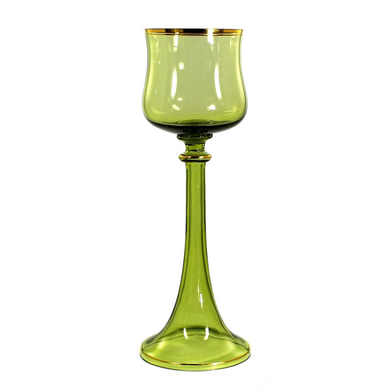 Römer / wine glass made of olive green crystal glass, Fritz Heckert, designed by Sütterlin