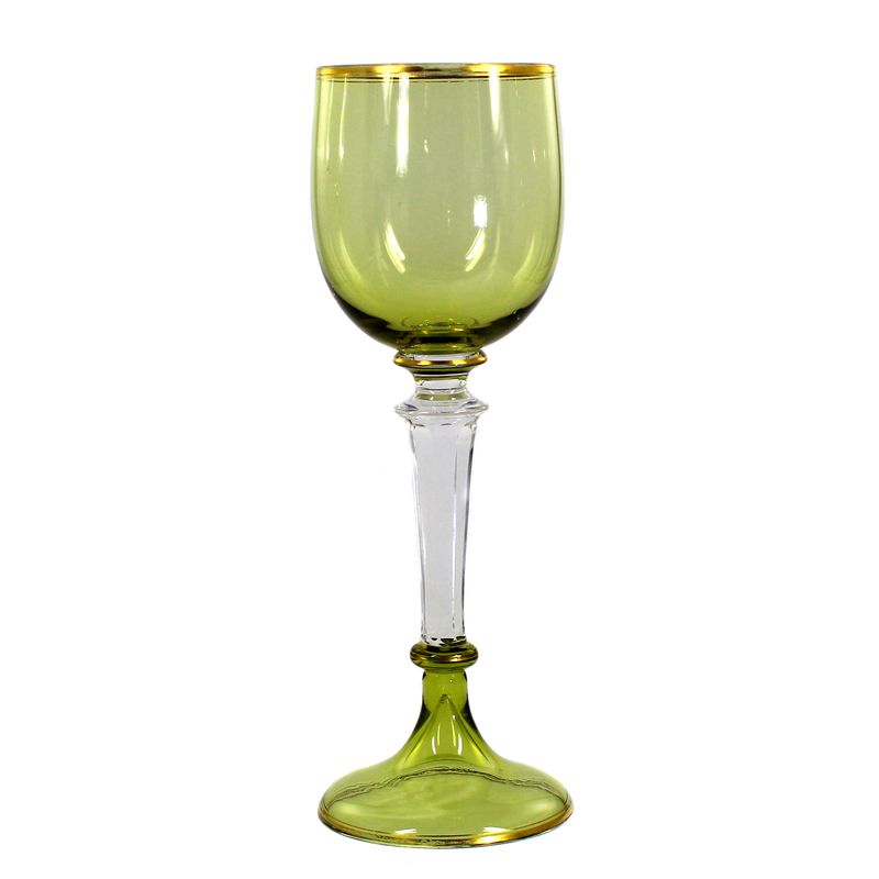 1 of 2. Stem glass with ribbed hollow shaft &amp; topaz-colored bowl, F. Heckert