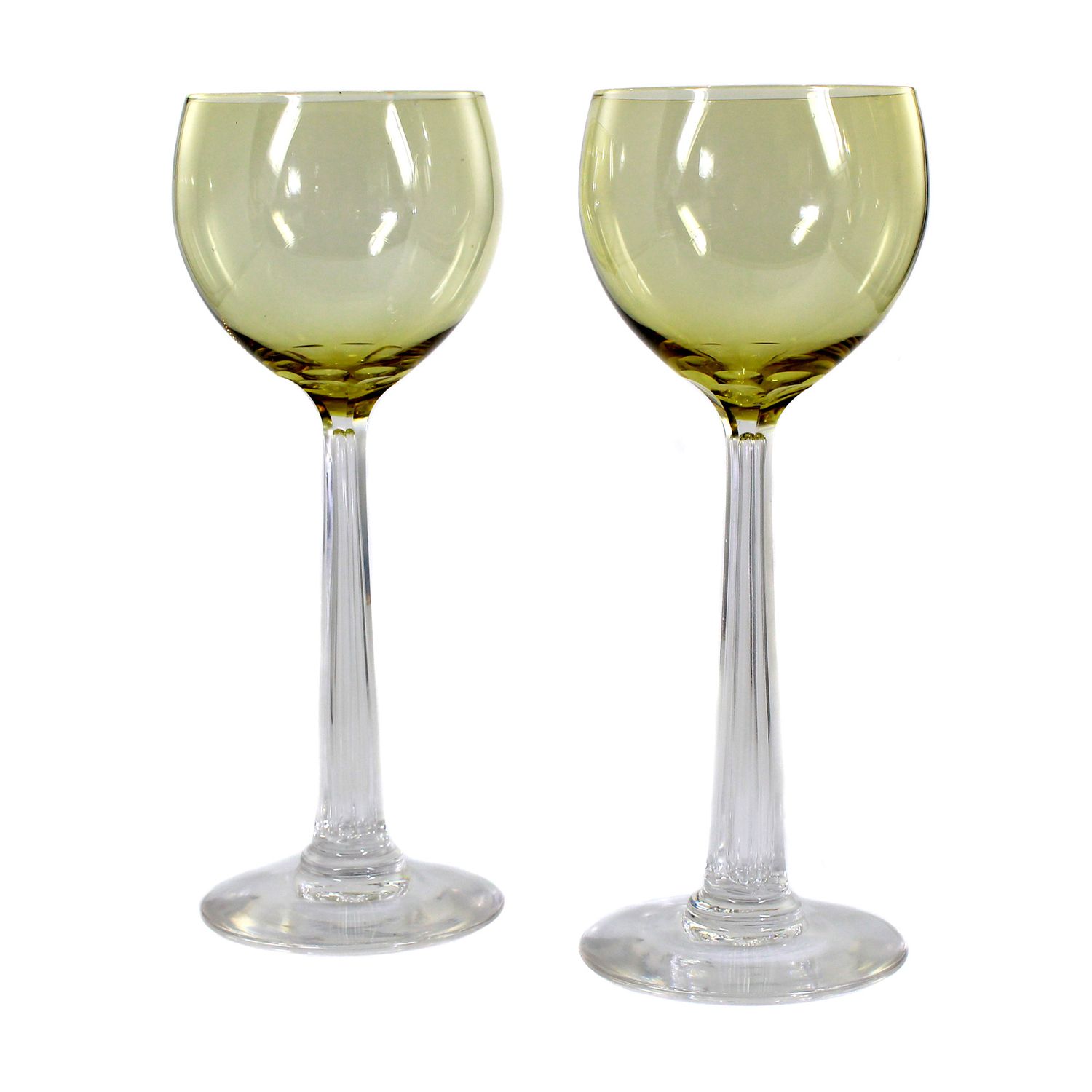Pair of high-quality stem glasses with topaz-colored bowl, Villeroy &amp; Boch around 1910