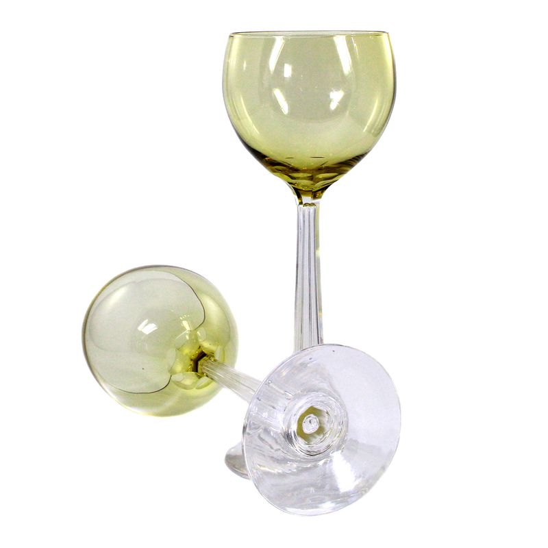 Pair of high-quality stem glasses with topaz-colored bowl, Villeroy &amp; Boch around 1910
