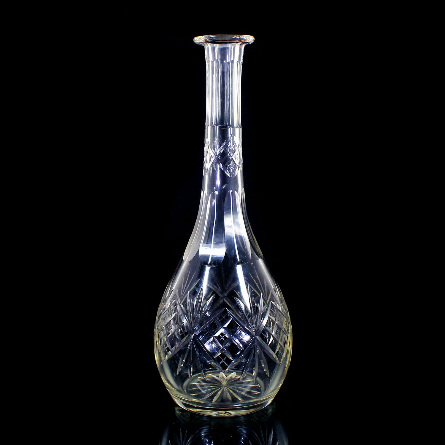 33 cm high bottle / carafe with cut decoration, Josephinenhütte, designed by Haertel