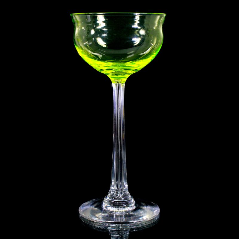 1 of 2. High-quality stem glass with uranium-containing cup, Villeroy &amp; Boch around 1910