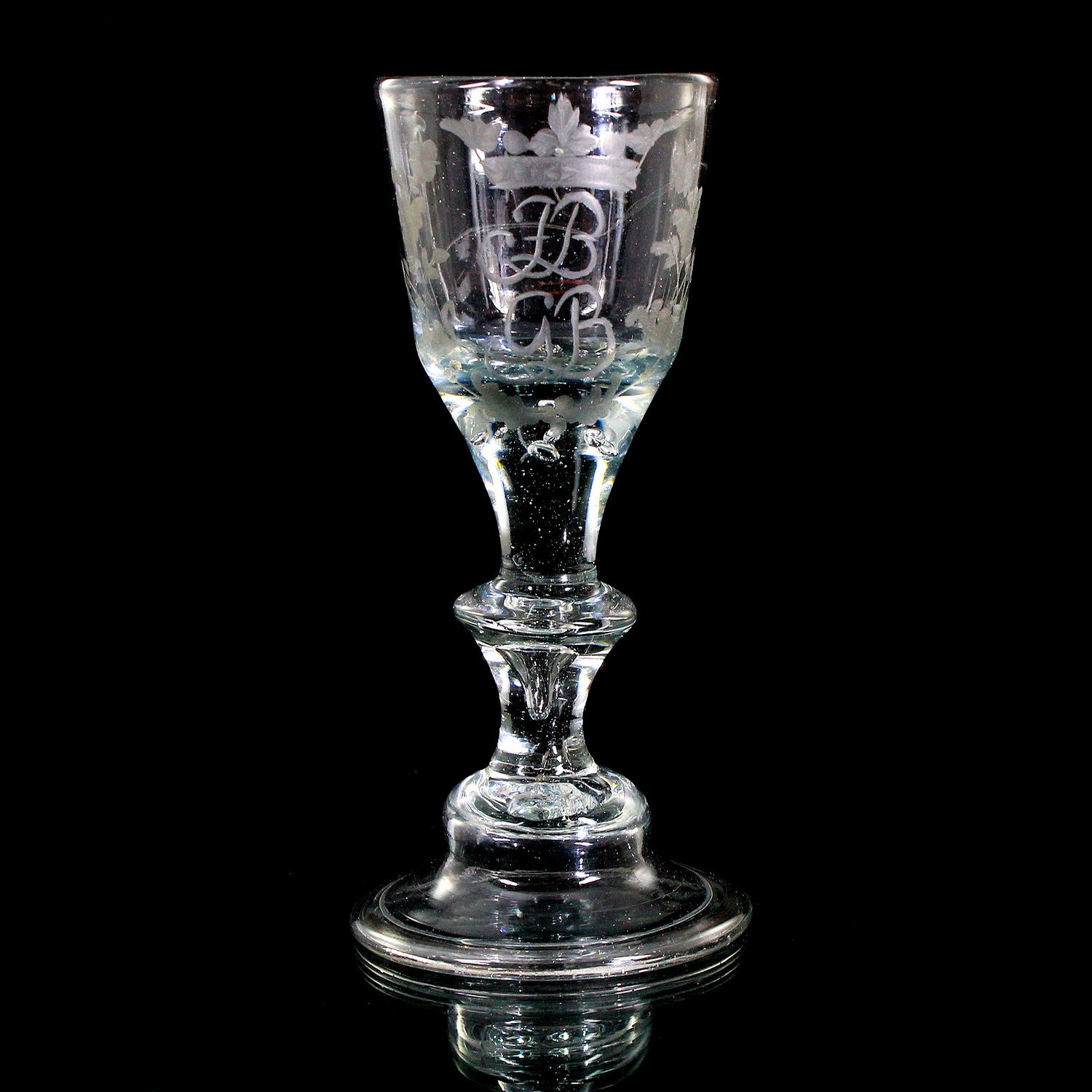 Goblet with bell base, engraved crown and monogram JB GB, dated 1794