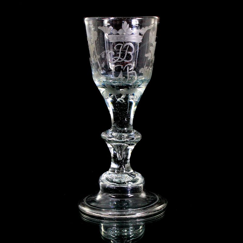 Goblet with bell base, engraved crown and monogram JB GB, dated 1794