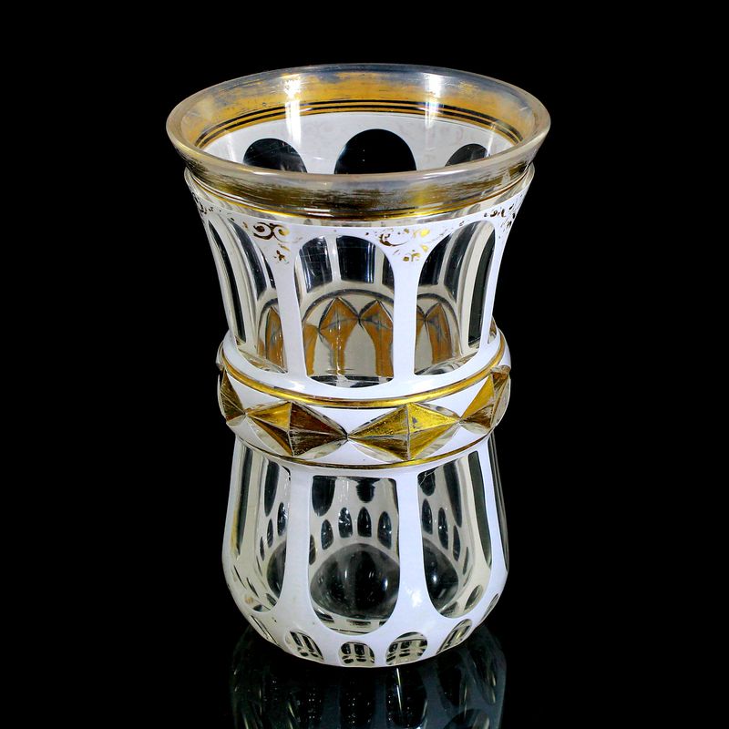 Beaker with tin enamel overlay and cut-through ornamentation, Bohemia or Russia