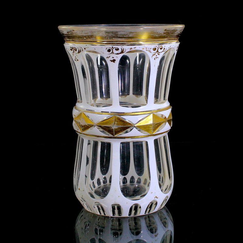 Beaker with tin enamel overlay and cut-through ornamentation, Bohemia or Russia