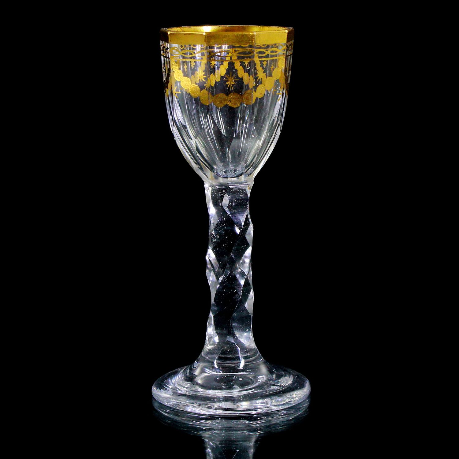 Goblet glass with polished gold painting around 1780-1800, Bakhmetyev Glass Manufactory