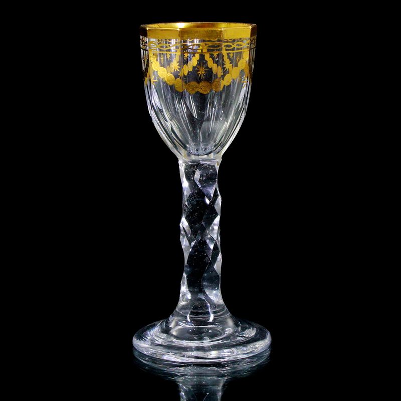 Goblet glass with polished gold painting around 1780-1800, Bakhmetyev Glass Manufactory