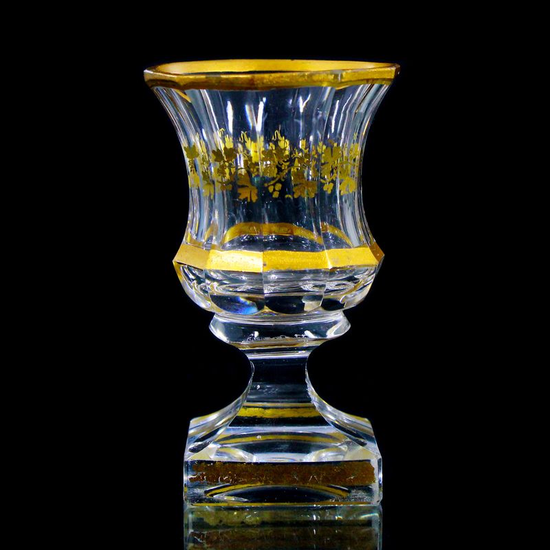 Small goblet with polished gold painting, Bakhmetyev glass factory, around 1810