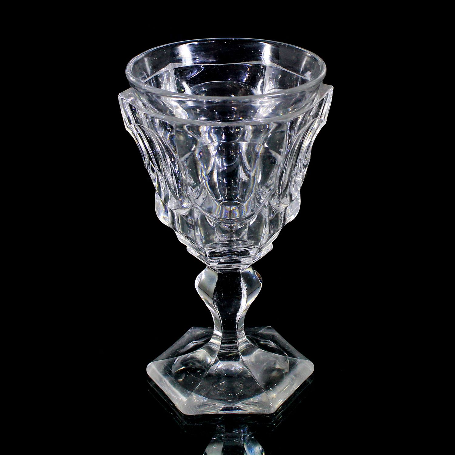 Model-blown colorless glass cup, around 1860-70