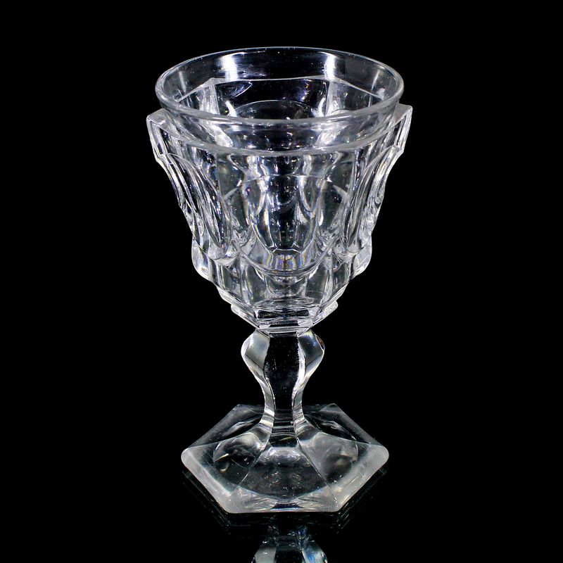 Model-blown colorless glass cup, around 1860-70