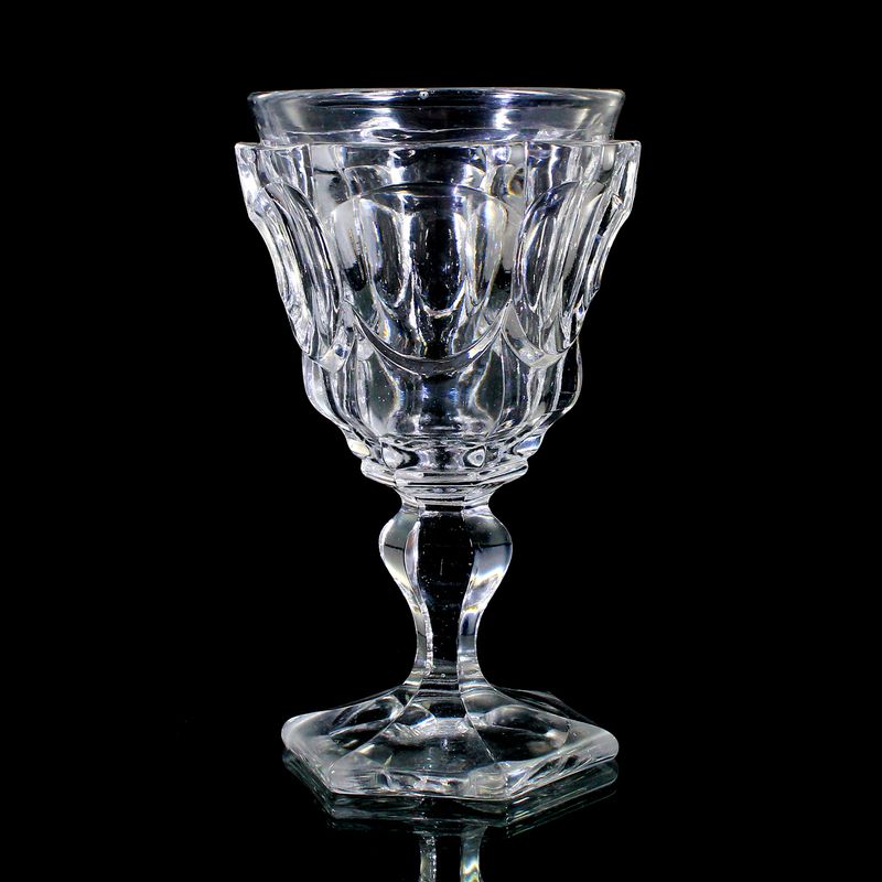 Model-blown colorless glass cup, around 1860-70