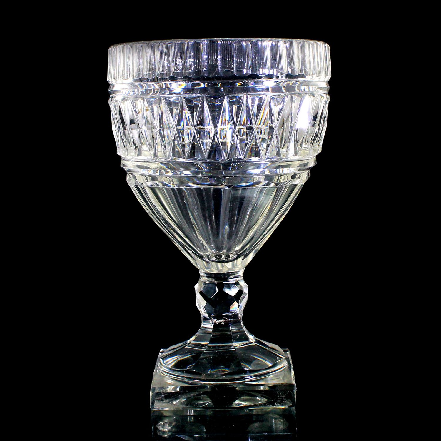 Goblet glass made of colorless crystal glass with decorative cut decorations, Bakhmetyev glass factory, around 1810