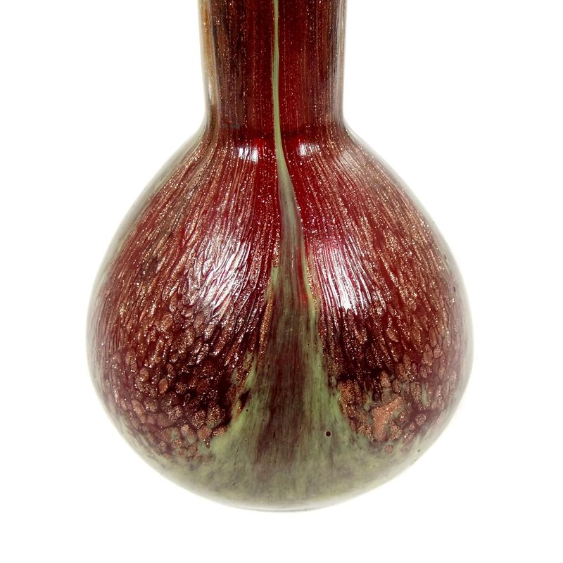 Small vase with red interior &amp; copper aventurine inlays, VSL around 1910.