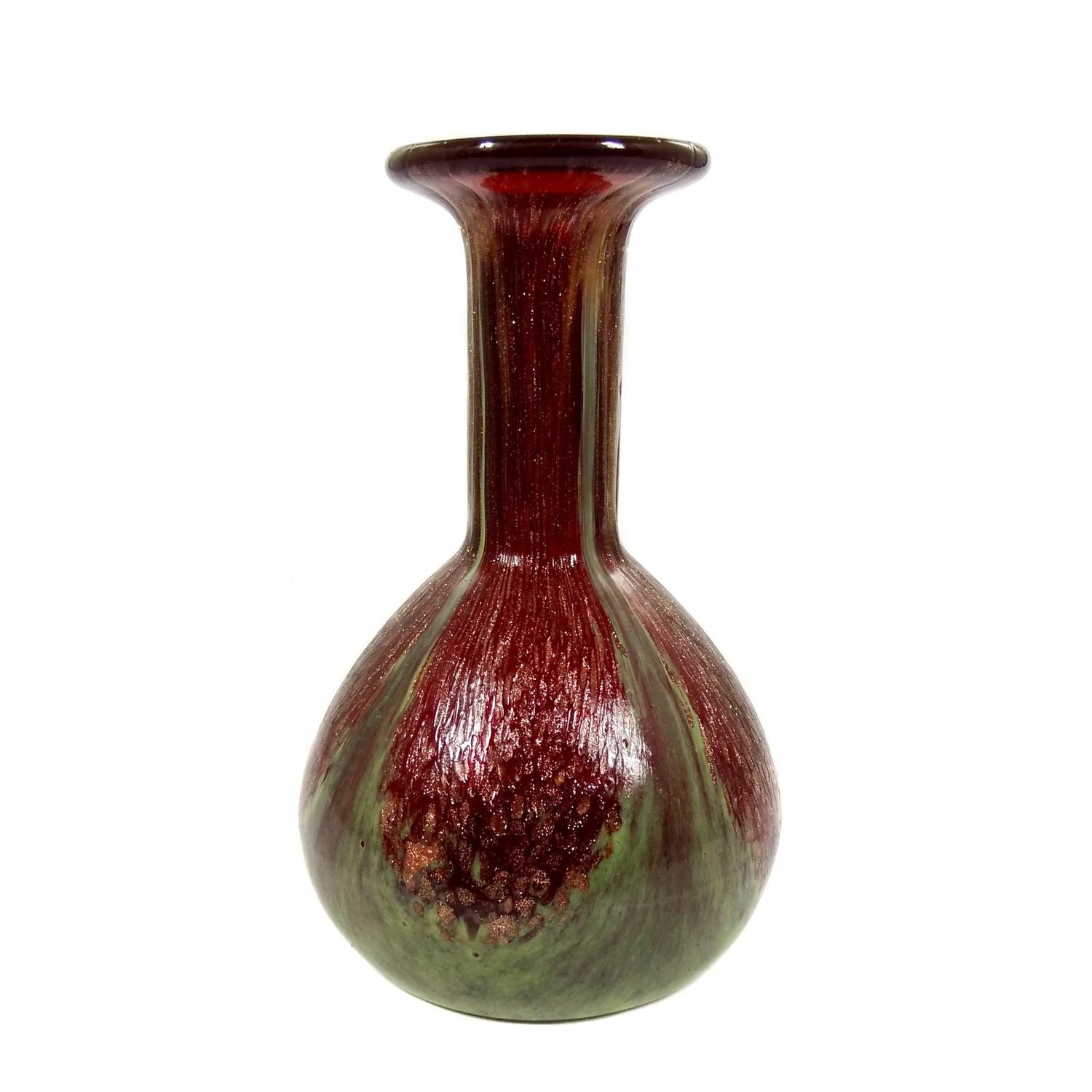 Small vase with red interior &amp; copper aventurine inlays, VSL around 1910.
