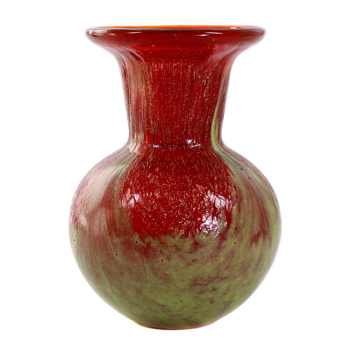 Small vase with red interior &amp; copper aventurine inlays, VSL around 1910.