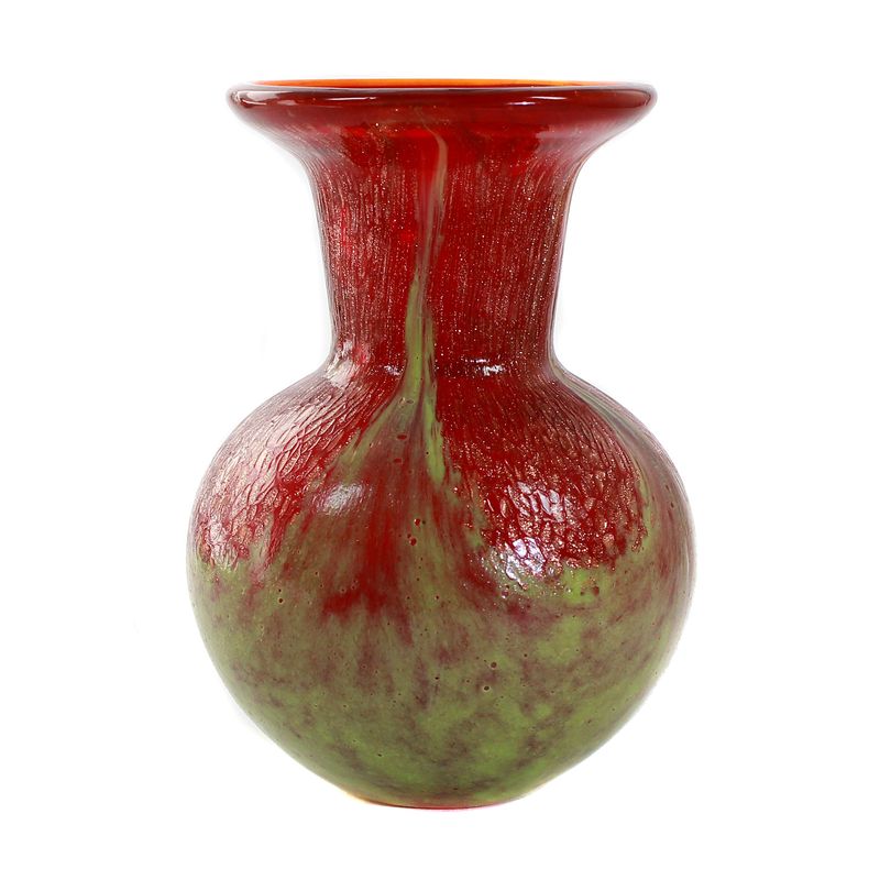 Small vase with red interior &amp; copper aventurine inlays, VSL around 1910.