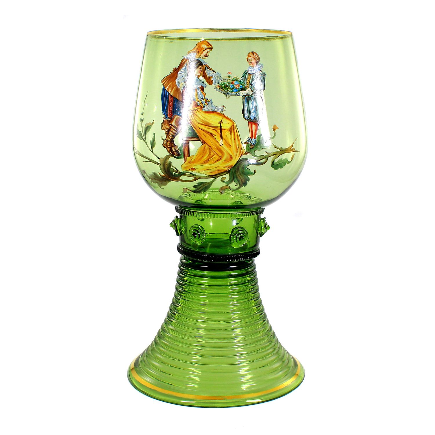 Very large ceremonial jug with enamel painting, signed Fritz Heckert