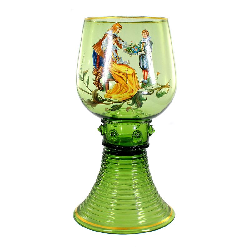 Very large ceremonial jug with enamel painting, signed Fritz Heckert