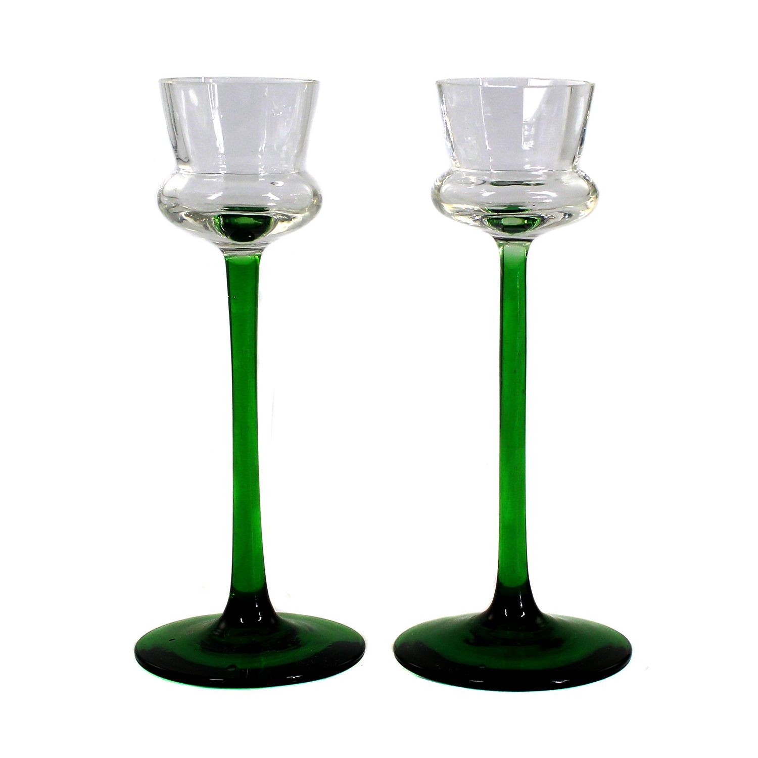 Pair of liqueur glasses with optical ribbed cup, Meyr&#39;s Neffe around 1900