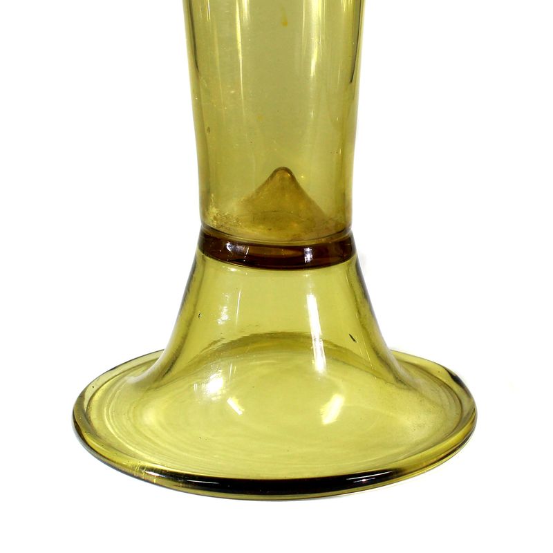 Pair of rod glasses made of antique green glass with enamel painting, Theresienthal around 1880
