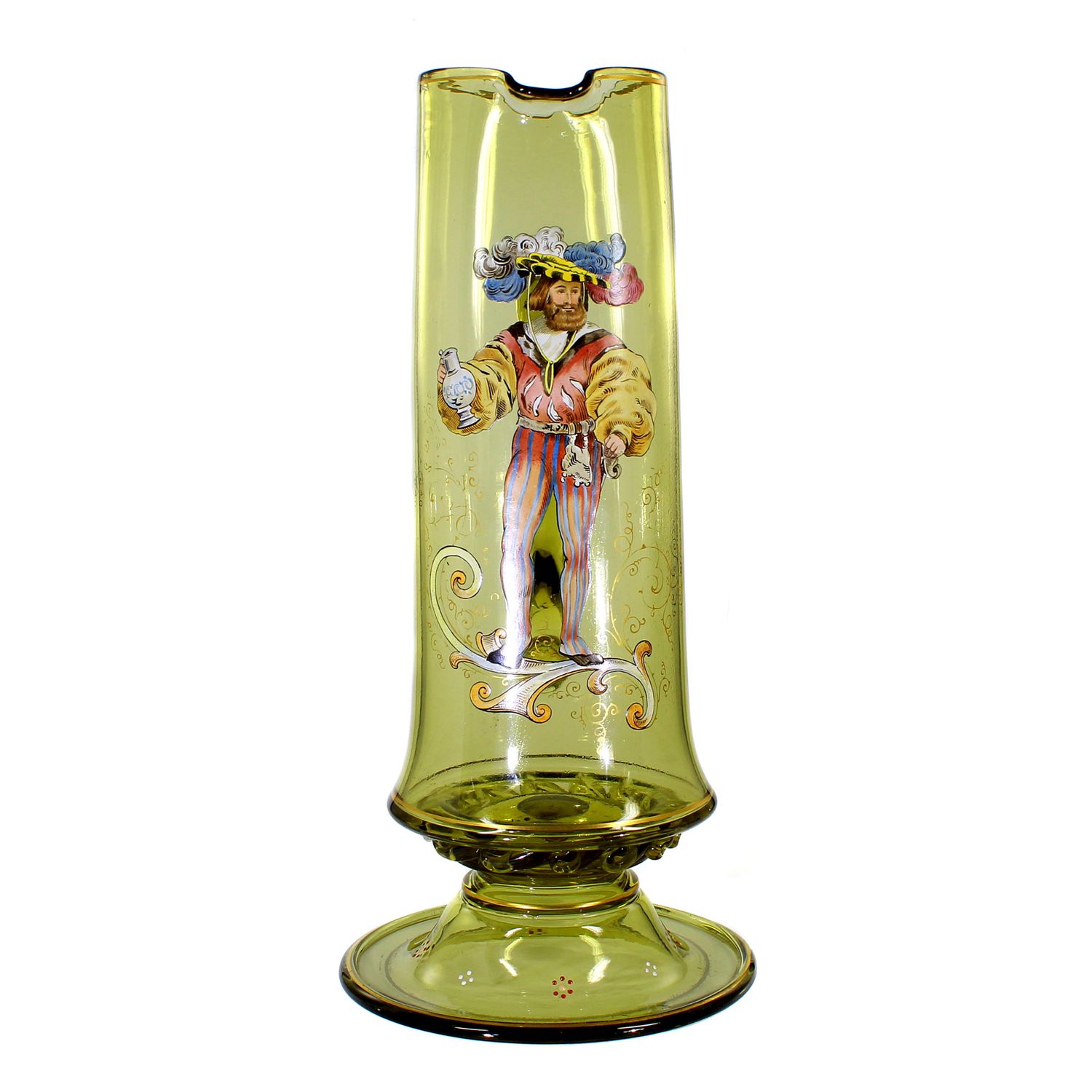 Large handle jug with a nobleman in enamel painting, Theresienthal around 1880