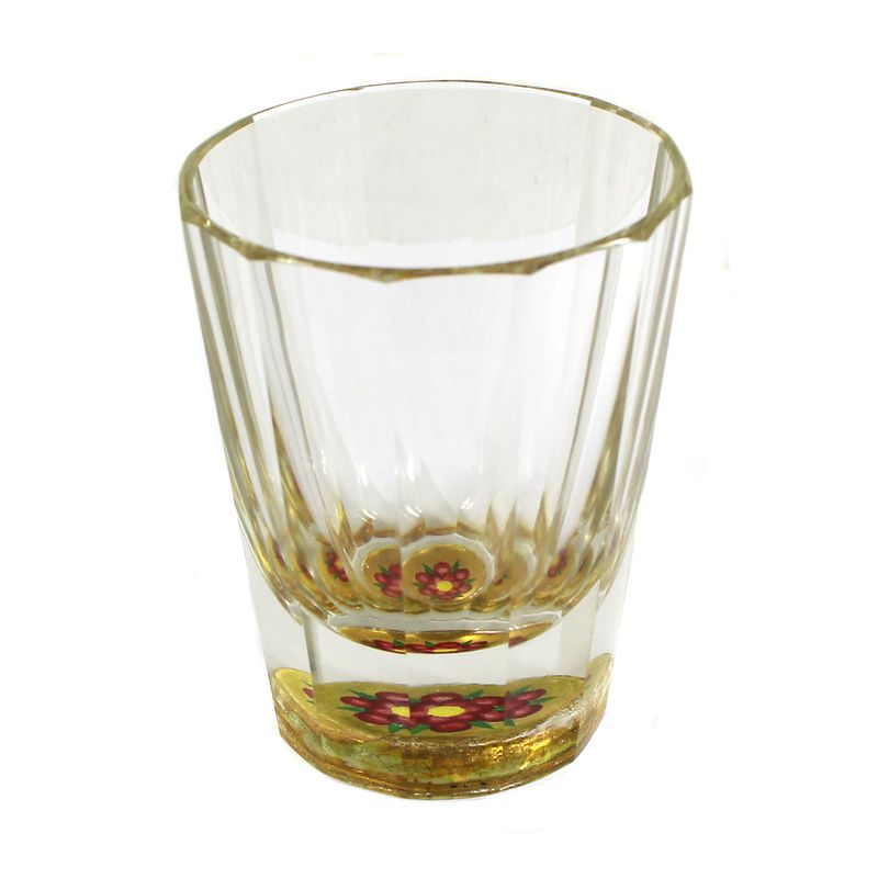 Prismatic cup with embedded floral decoration in the base, Bohemia around 1900